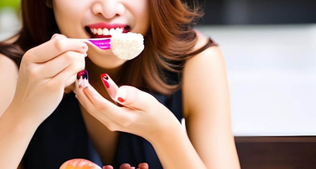 スイーツを食べる女性