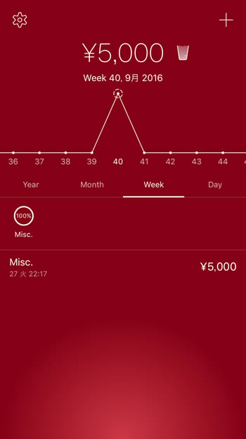 家計簿アプリ「5coins - Spend Everyday」グラフ