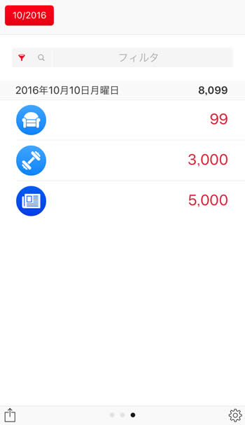 家計簿アプリ「Next for iPhone」トップ